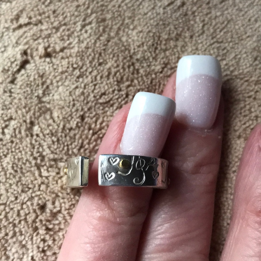 Sterling Silver & 22k Gold Handmade One of a Kind LOVE RING “Corset” Band Sz 6 - Picture 6 of 8
